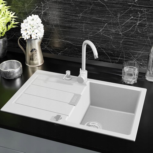 Zlewozmywak FRANKE Sirius SID 611-78 biały + bateria Alfa+ dozownik + syfon