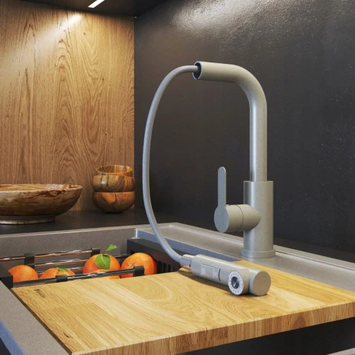 Bateria EBRA kuchenna wyciągana 2 strumienie wyciągana wylewka beżowa