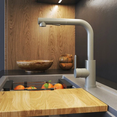 Bateria EBRA kuchenna wyciągana 2 strumienie wyciągana wylewka beżowa