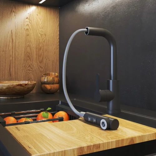 Bateria EBRA kuchenna wyciągana 2 strumienie wyciągana wylewka czarna