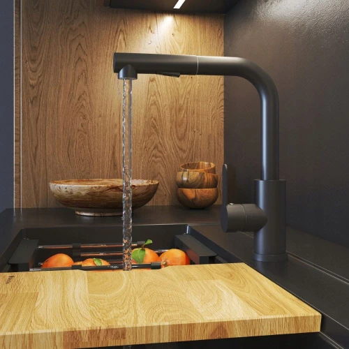 Bateria EBRA kuchenna wyciągana 2 strumienie wyciągana wylewka czarna