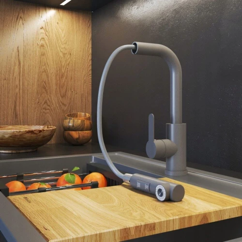 Bateria EBRA kuchenna wyciągana 2 strumienie wyciągana wylewka szara