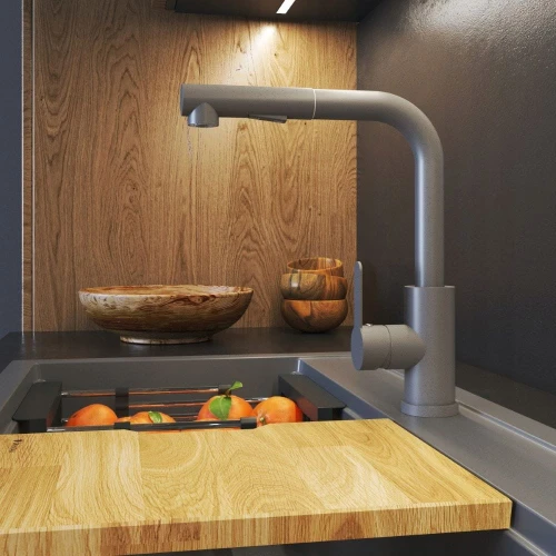 Bateria EBRA kuchenna wyciągana 2 strumienie wyciągana wylewka szara