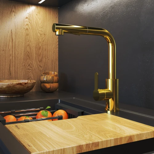 Bateria kuchenna EBRA złota wyciągana wylewka 2 rodzaje strumienia 