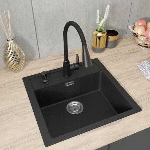 Zlewozmywak kuchenny Franke Sirus Sid 610 czarny bateria Flexo dozownik