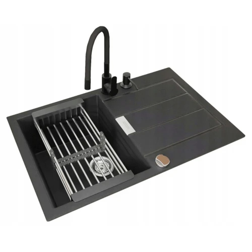 Zlewozmywak kuchenny FRANKE Sirius SID 611-78 czarny bateria Flexo dozownik