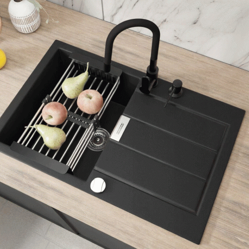 Zlewozmywak kuchenny FRANKE Sirius SID 611-78 czarny bateria Flexo dozownik