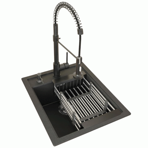 Franke Sirius Sid 610 – 40 czarny onyx kwarc + Bateria Spiral Retro