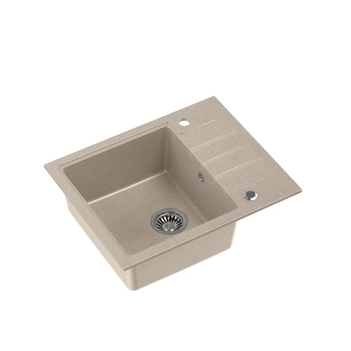 Quadron Peter 116 GraniteQ zlewozmywak granitowy river sand 1-komorowy z/o z syfonem i zaślepką - beżowy