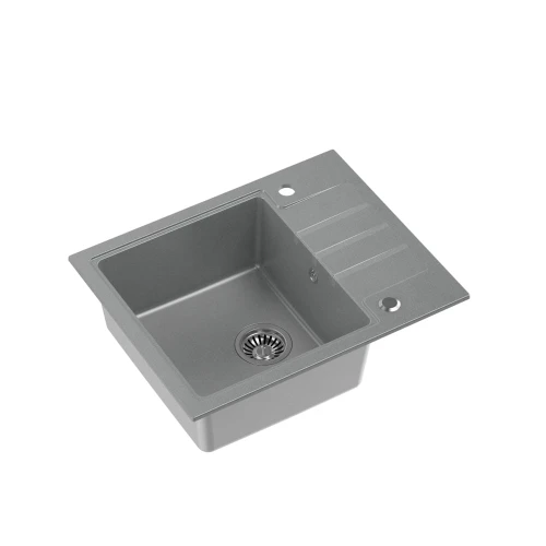 Quadron Peter 116 GraniteQ zlewozmywak granitowy silver stone 1-komorowy z/o z syfonem i zaślepką