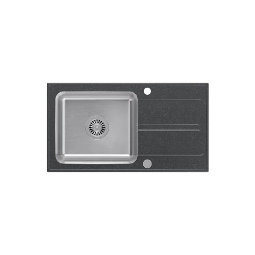 Ralph 111 Fusion GraniteQ black dotted z komorą stalową z syfonem manualnym i zaślepką - czarny