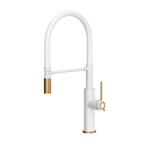 Quadron bateria kuchenna Gemma Q Line SteelQ snow white / Nano PVD miedź, biały wąż