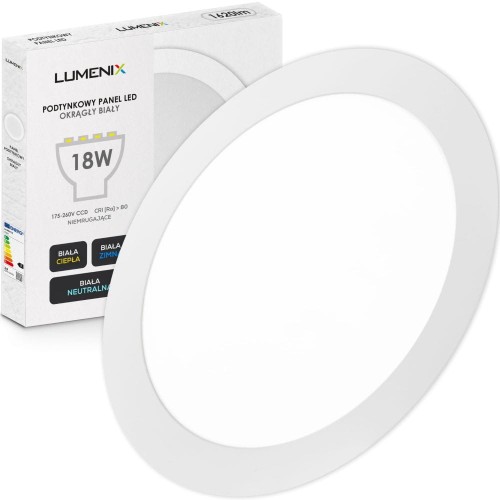 Panel LED podtynkowy okrągły 1620lm 18W CCD