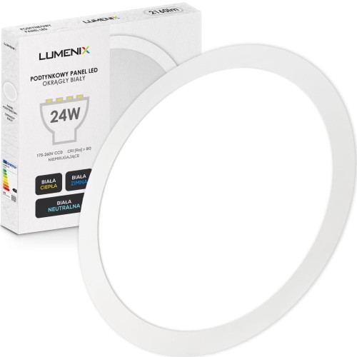 Panel LED podtynkowy okrągły 2160lm 24W CCD