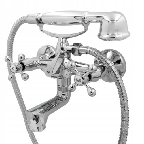 Retro bateria wannowa + zestaw natryskowy kran