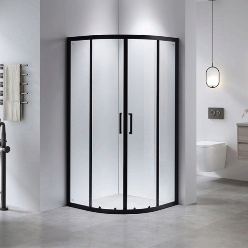 Zestaw - kabina prysznicowa półokrągła 90x90 cm - brodzik - syfon