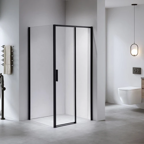 Kabina prysznicowa prostokątna super slim nova czarna 90 x 80 cm