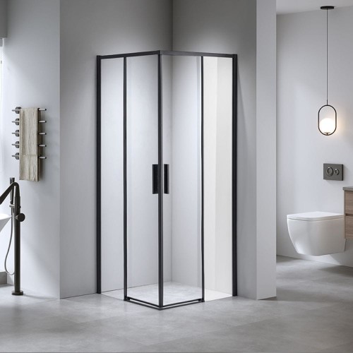 Kabina prysznicowa kwadratowa super slim nova czarna 80 x 80 cm
