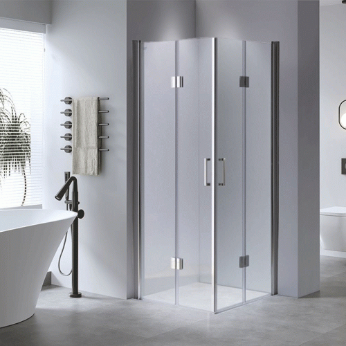 Zestaw - kabina prysznicowa kwadratowa 90x90 cm - brodzik - syfon klik klak