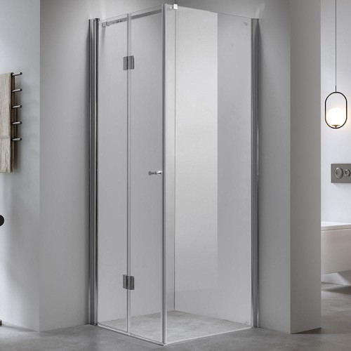 Zestaw - kabina prysznicowa prostokątna 90x90 cm - brodzik - syfon