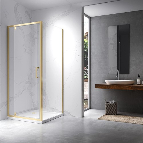 Kabina prysznicowa kwadratowa KZ04B złota szczotkowana 80 x 80 cm