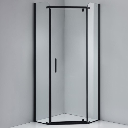 Zestaw - kabina prysznicowa pięciokątna 80x80 cm - brodzik - syfon