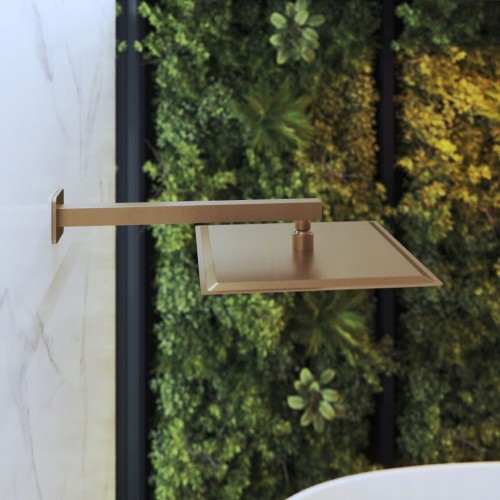 Ramię kwadratowe deszczownicy do prysznica ścienne brush gold 