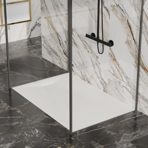 Brodzik prysznicowy kamienny prostokątny slim Riko biały 120 x 90 cm