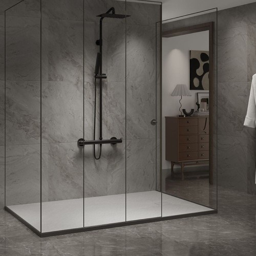 Brodzik prysznicowy kamienny prostokątny slim Riko biały 90 x 80 cm