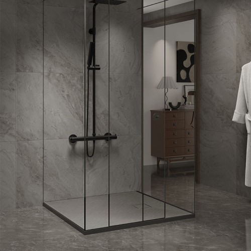 Brodzik prysznicowy kamienny kwadratowy slim Riko szary 90 x 90 cm