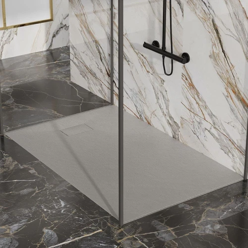 Brodzik prysznicowy kamienny prostokątny slim Juko szary 130 x 80 cm