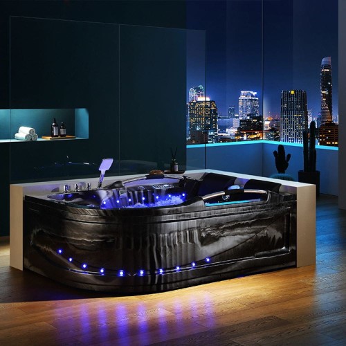 Wanna z hydromasażem Venezia 761 lewa czarna fala 180 x 120 cm