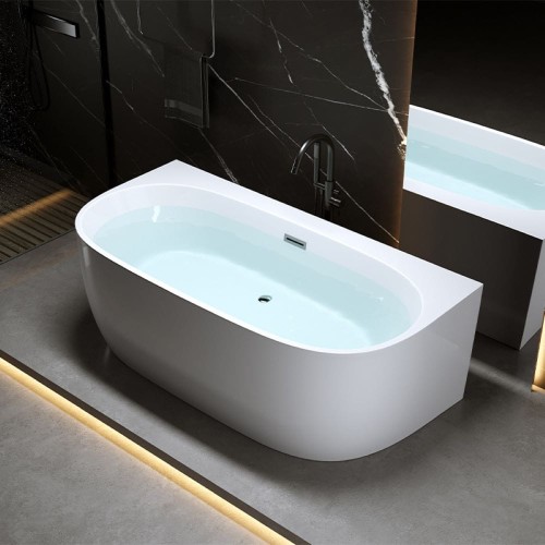 Wanna wolnostojąca przyścienna Nora 526D biała 170 x 85 cm przelew chrom