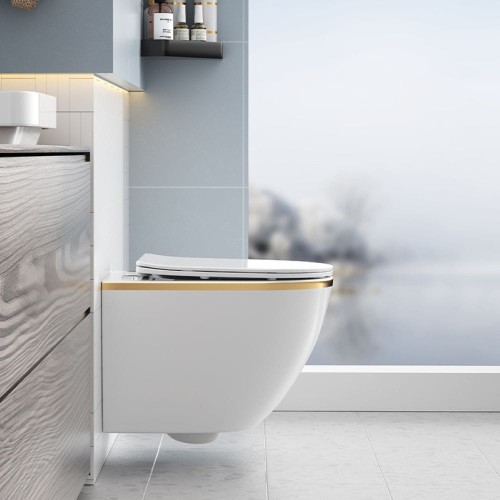 Miska WC wisząca Rimless Mizu-WH-GL-Rim-03 biała deska wolnoopadająca Duroplast