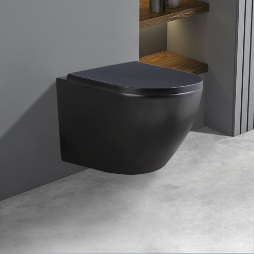 Miska WC wisząca Rimless Peak-MTB-Rim-02 czarna mat deska wolnoopadająca Duroplast