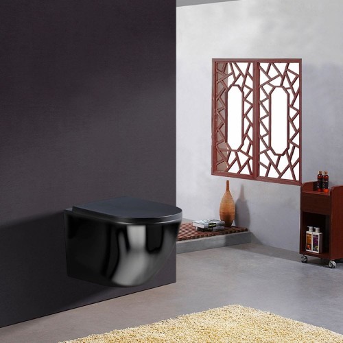 Miska WC wisząca Tornado Flow-BL-TR-02 czarna deska wolnoopadająca Duroplast