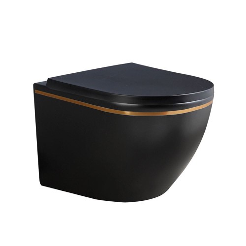 Miska WC wisząca Rimless Peak-MTB-GL-Rim-02 czarna mat deska wolnoopadająca Duroplast