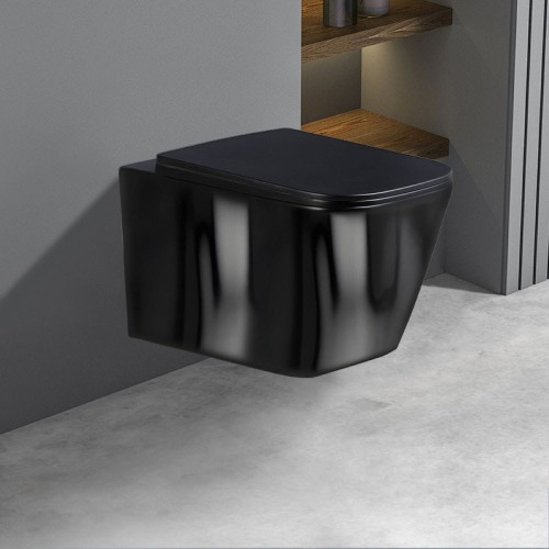 Miska WC wisząca Rimless Rain-BL-Rim-03 czarna deska wolnoopadająca Duroplast
