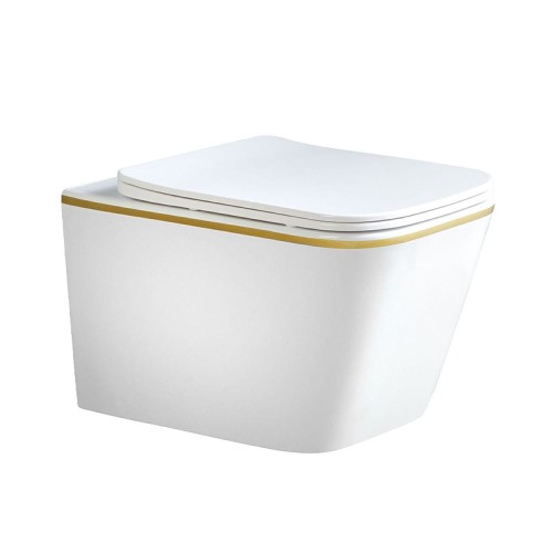 Miska WC wisząca Rimless Rain-WH-GL-Rim-03 biała deska wolnoopadająca Duroplast