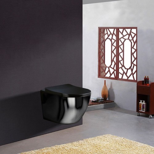 Miska WC wisząca Tornado Flow-BL-TR-03 czarna deska wolnoopadająca Duroplast