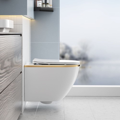 Miska WC wisząca Rimless Peak-WH-GL-Rim-03 biała deska wolnoopadająca Duroplast