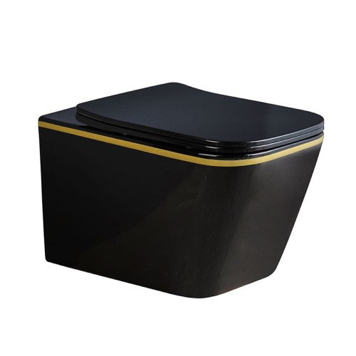 Miska WC wisząca Rimless Rain-BL-GL-Rim-03 czarna deska wolnoopadająca Duroplast