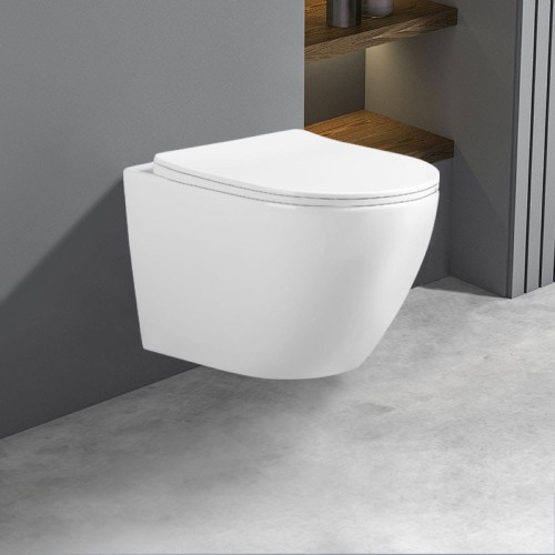 Miska WC wisząca Tornado Flow-WH-TR-03 biała deska wolnoopadająca Duroplast