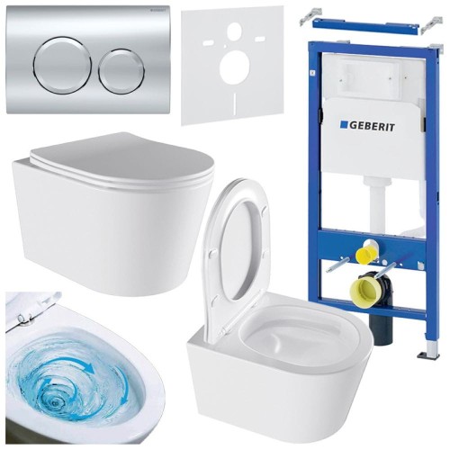 Zestaw podtynkowy WC stelaż Geberit Duofix miska Elite-WH-03 przycisk Delta 20 chrom