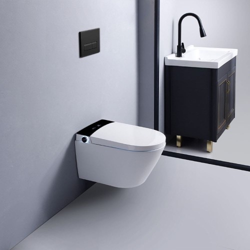 Zestaw podtynkowy WC stelaż toaleta automatyczna Drop-WH przycisk czarny