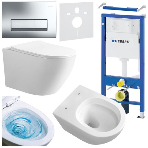Zestaw podtynkowy WC stelaż Geberit Duofix miska Mizu-WH-TR-03 przycisk Delta 50 chrom