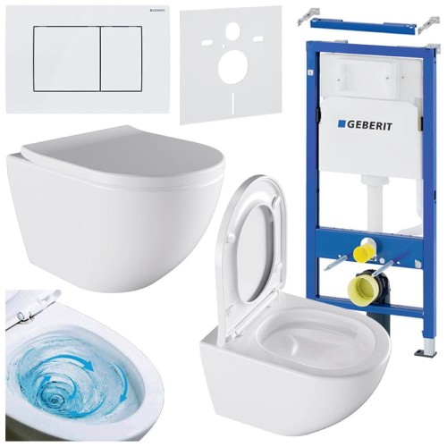 Zestaw podtynkowy WC stelaż Geberit Duofix miska Nero-WH-TR-02 przycisk Delta 30 biały