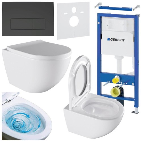 Zestaw podtynkowy WC stelaż Geberit Duofix miska Nero-WH-TR-02 przycisk Delta 50 czarny mat