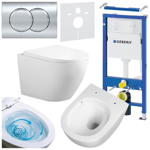 Zestaw podtynkowy WC stelaż Geberit Duofix miska Flow-WH-TR-02 przycisk Delta 01 chrom