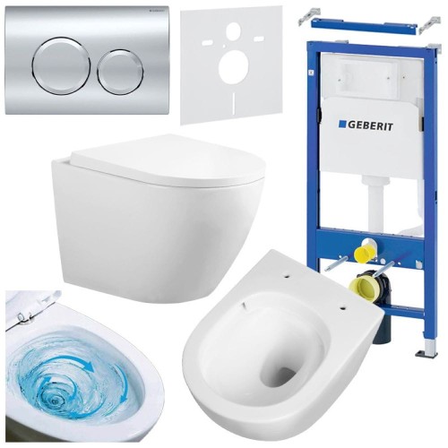 Zestaw podtynkowy WC stelaż Geberit Duofix miska Flow-WH-TR-02 przycisk Delta 20 biały